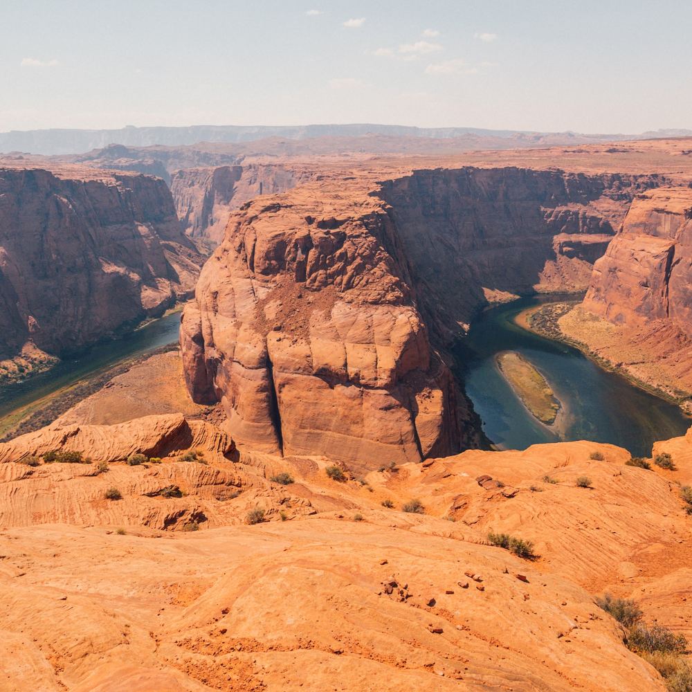 Aerial view of the historic horseshoe bend in arizona, usa