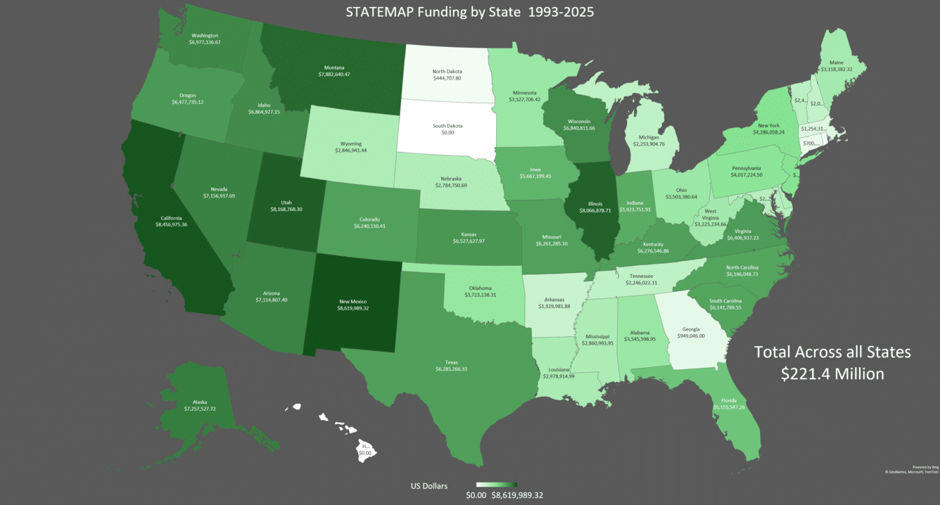 STATEMAP Funding Map 1993 - 2025